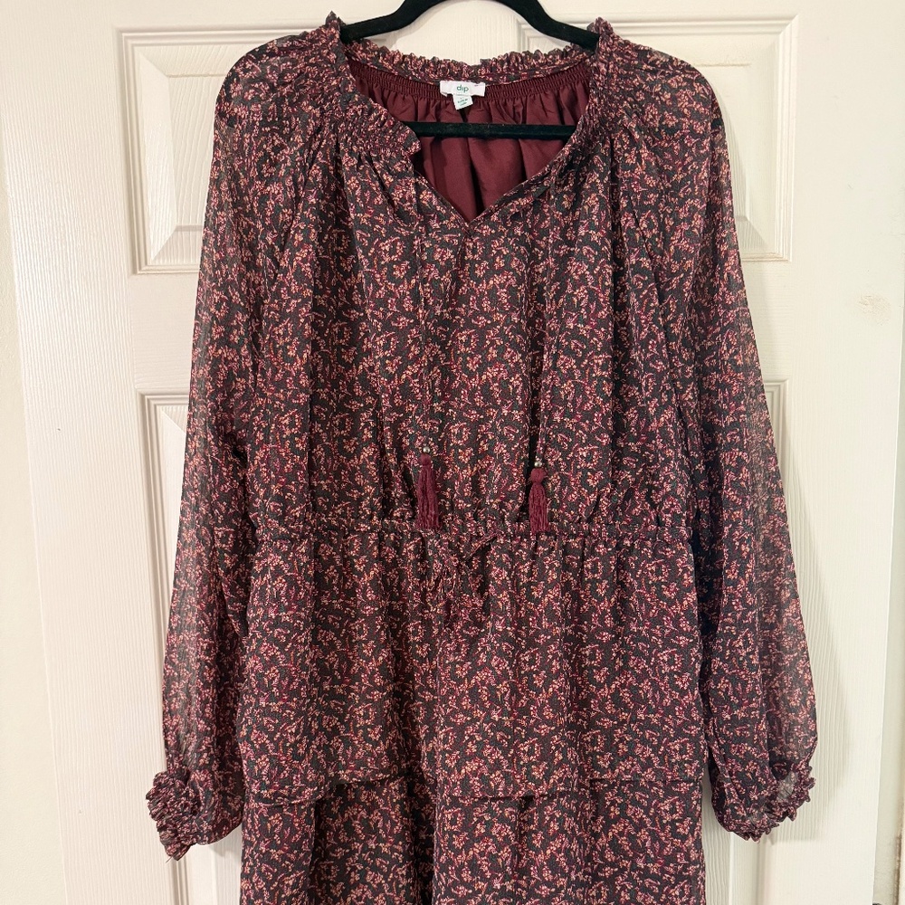 Long Sleeve Burgundy Floral Dress from Nordstrom